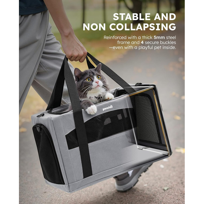 Транспортна сумка для кота Pecute: міцна, легка, складана, для подорожей (темно-зелений/сірий)