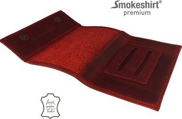 Leather Tobacco Pouch - Premium Quality Tobacco Bag - Professional smokeshirt Single or Double Sheet Pocket Rolling Pouch for Women and Men (Vintage Red)