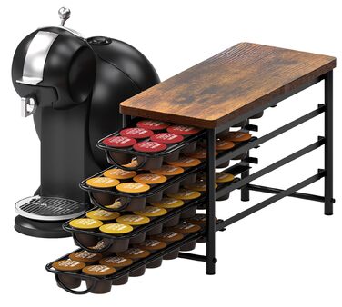 Тримач для капсул кави Dolce Gusto, металева висувна шухляда на 56 капсул з тихими направляючими та антиковзними ніжками