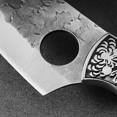 Японський ніж для обвалювання Doklasu 15 см з високоякісної сталі 5Cr15MoV з червоним дерев'яним руків'ям та піхвою