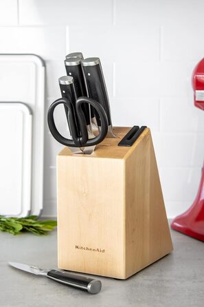 Набір кухонних ножів KitchenAid Gourmet: 5 ножів, ножиці, точилка, чорні ручки, японська сталь, 6 предметів