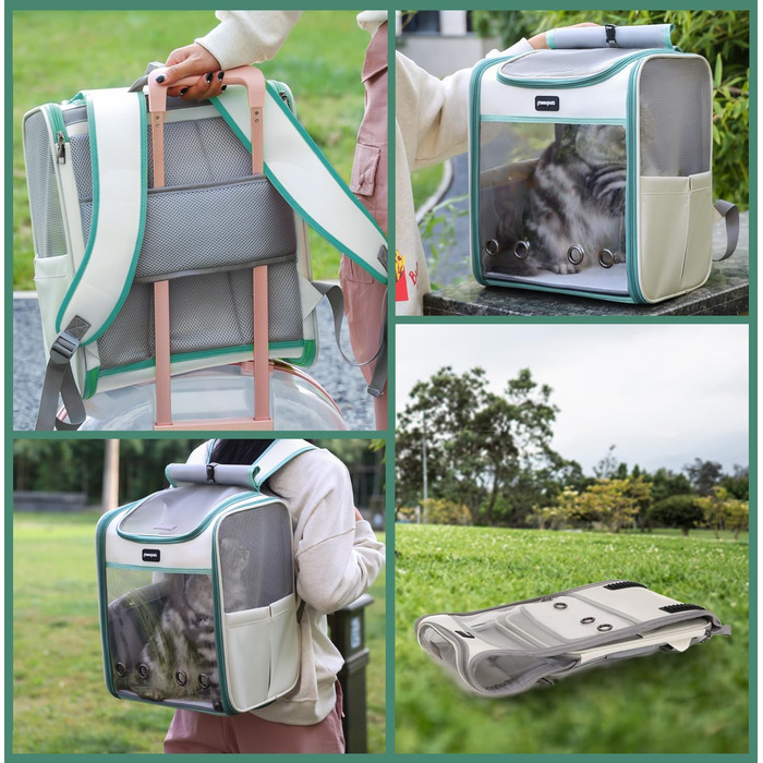 Рюкзак-переноска для котів та собак SWIHELP, зелений: безпечний та зручний для подорожей