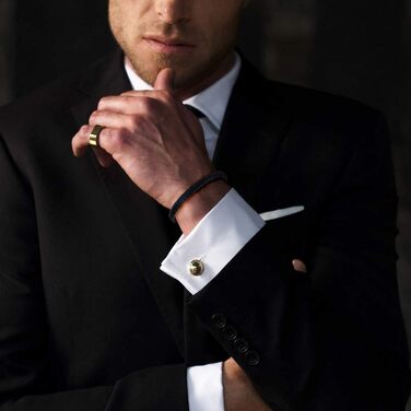 Чоловічий шкіряний браслет Casisto.J з нержавіючою сталлю, плетений, з магнітною застібкою (19 см, індивідуальна гравіювання, блакитний & чорний)