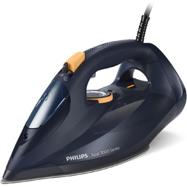 Праска Philips Azur 7000 серії, 3000 Вт, 55 г/хв, паровий удар 250 г, вертикальне відпарювання, SteamGlide Elite, темно-синя/жовта (DST7060/20)