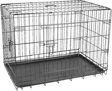 Клітка для собак з 2 дверцятами, складана переноска для собак та дрібних тварин з піддоном (42 дюйми)
