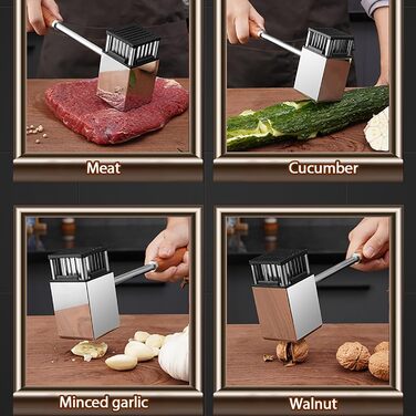 М'ясорубка-молоток Fleischklopfer з нержавіючої сталі з антиковзним руків'ям, для стейків, шніцелів, яловичини, свинини, курки