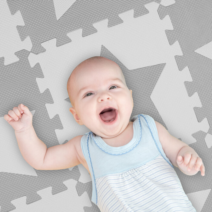 Relaxdays Puzzle Mat Stars Light Grey