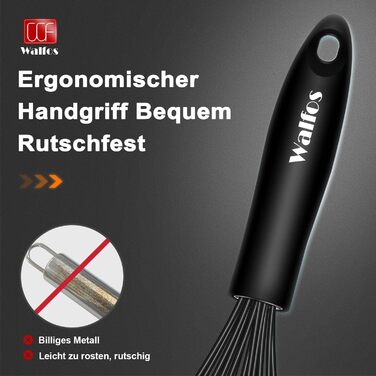 Міксер Walfos з силіконовими дрібницями, 21.5 см, чорний - для збивання, перемішування та збивання