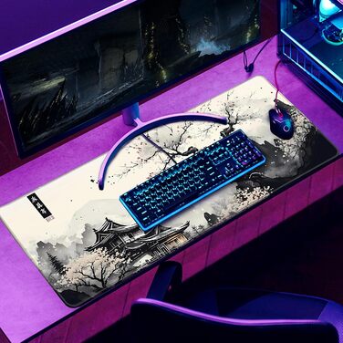 MiaVibte Килим-підкладка на стіл Riverside, великий розмір 80x30 см, для ігор та роботи, декор (Ink Kyoto)