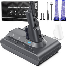 Запасний акумулятор 6500mAh для пилососів Dyson V6, DC58, DC59, DC61, DC72, DC74, SV03, SV05, SV06, SV07, SV09 + 2 фільтри