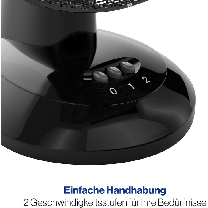 Вентилятор Clatronic® з функцією гойдання | Тихий вентилятор 2 швидкості | Діаметр 23 см | Настільний вентилятор 30W | VL 3601 (Чорний)