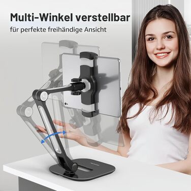 Регульована підставка для планшета та смартфона AboveTEK, настільний тримач для iPad mini, Air, Samsung Galaxy (4-11 дюймів), чорний