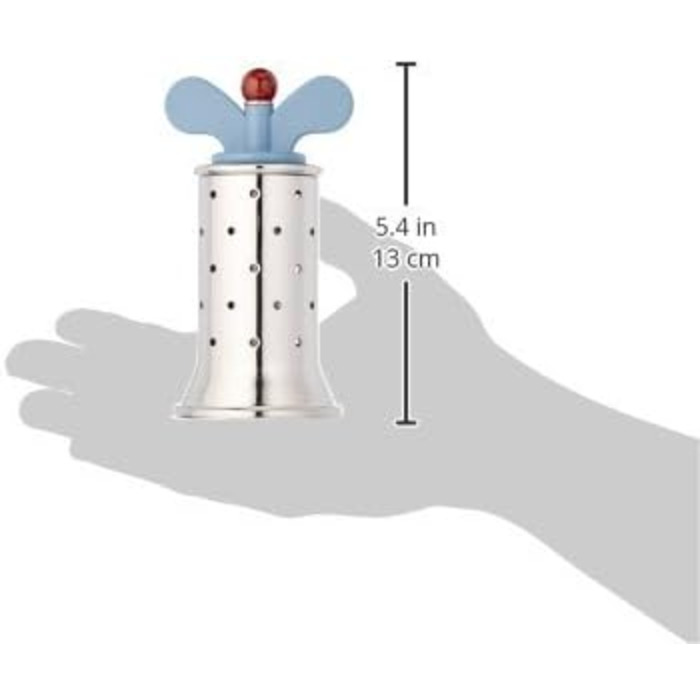 Перцемолка Alessi 9098 з рифленням, нержавіюча сталь та термопласт, світло-блакитна, 8.7×6.5×8.7 см, полірована