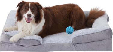 Зручне ортопедичне ліжко для собак середніх та великих порід, хакі та сірий кольори, 75x50x15 / 115x75x20 см