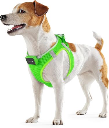 Світловідбиваючий нашийник для собак PcEoTllar з LED підсвічуванням, акумуляторний, для дрібних та середніх собак, дихаючий, рожевий (3 режими) (XS, зелений (3 режими))