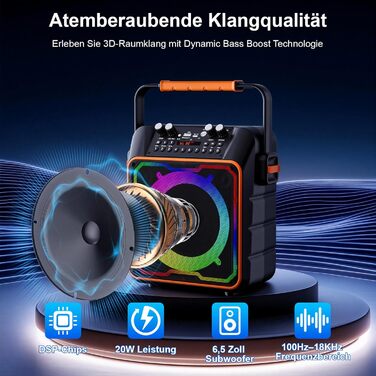 Караоке машина з 2 мікрофонами Bluetooth для дітей та дорослих з підсилювачем, портативна караоке система для вечірок
