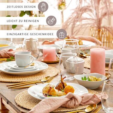 SÄNGER Bilgola: Комплект посуду на 6 осіб (36 предметів) з порцеляни, білий, преміум-якість