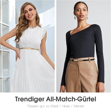 Жіночий вузький шкіряний ремінь WHIPPY з золотистою пряжкою, 105 см (для талії до 95 см)