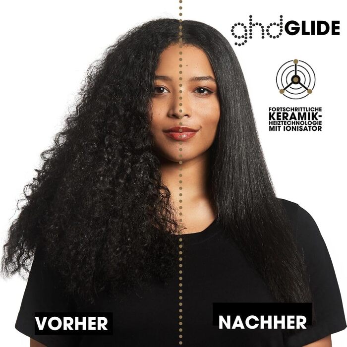 Гладка щітка ghd Glide: для шовковистого та блискучого волосся, випрямляє та дисциплінує сухе волосся, без пуху, для всіх типів волосся, без екстремальних пошкоджень, чорна