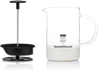Bodum Latteo - спінювач молока з ручкою з скла, чорний, 18см, 15.6см, 10см