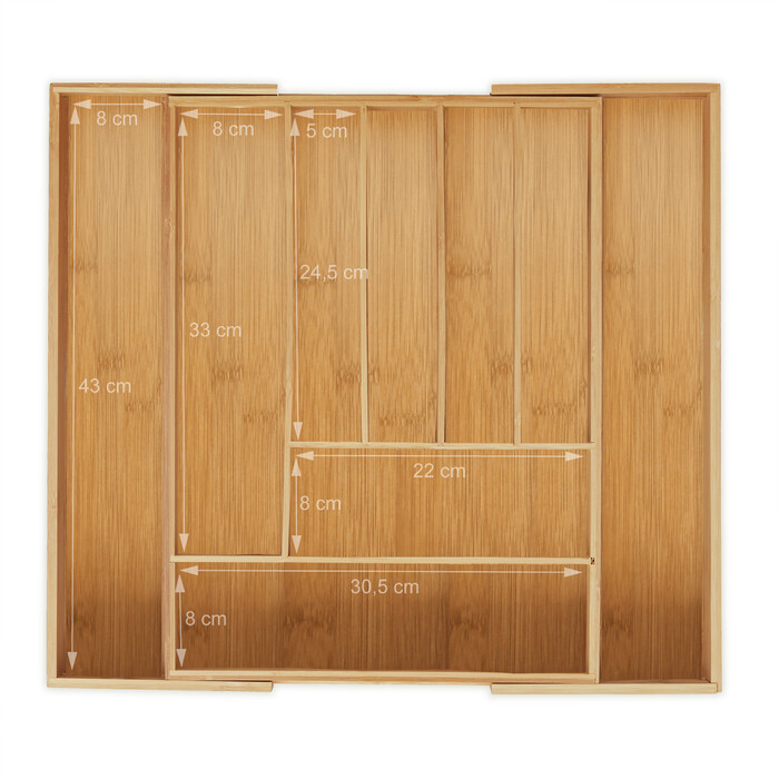 Relaxdays Bamboo Cutlery Box, Extendable