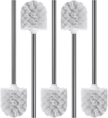 5 x WELLGRO Stainless Steel Toilet Brush White - Replacement Toilet Brush - Toilet Brush - Brush - Replacement Toilet Brush - Replacement Brush