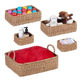 Relaxdays Seagrass Storage Basket Set of 5