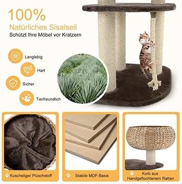 Дім-кігтечка для котів FANTASK з ліжками та активними іграми, кігтеточка-активіті, будиночок для котів