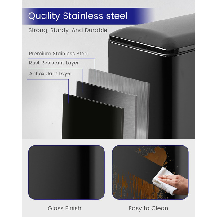 Сміттєвий бак для кухні 30 літрів, вузький, з м'яким закриттям, з педаллю, зелений