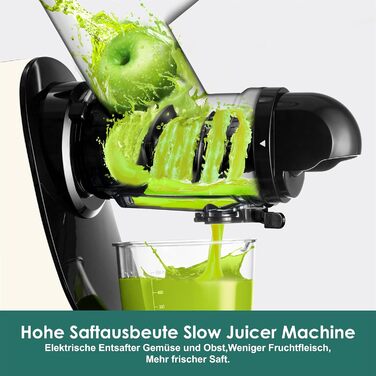 Електричний соковитискач Fretta Slow Juicer: холодний віджим, 76 мм, для овочів та фруктів, легке очищення