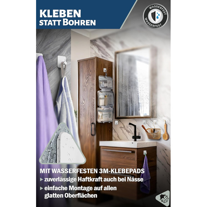 Набір гачків самоклеючих Menz, 4 шт, нержавіюча сталь, для ванної кімнати, кухні, 4 шт.