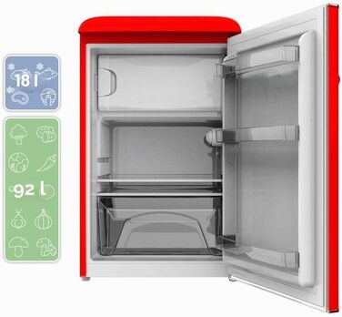 Міні-холодильник Cecotec Bolero CoolMarket TT Origin 110 Red 110л – ретро дизайн, клас E, LED-підсвітка