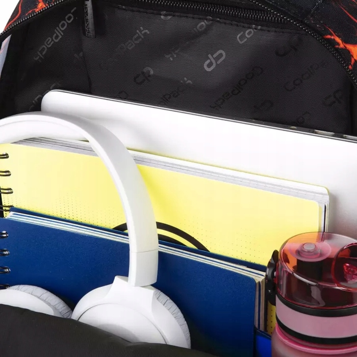 Багатовідсінковий шкільний рюкзак CoolPack, чорний, червоний, помаранчевий, 29 л