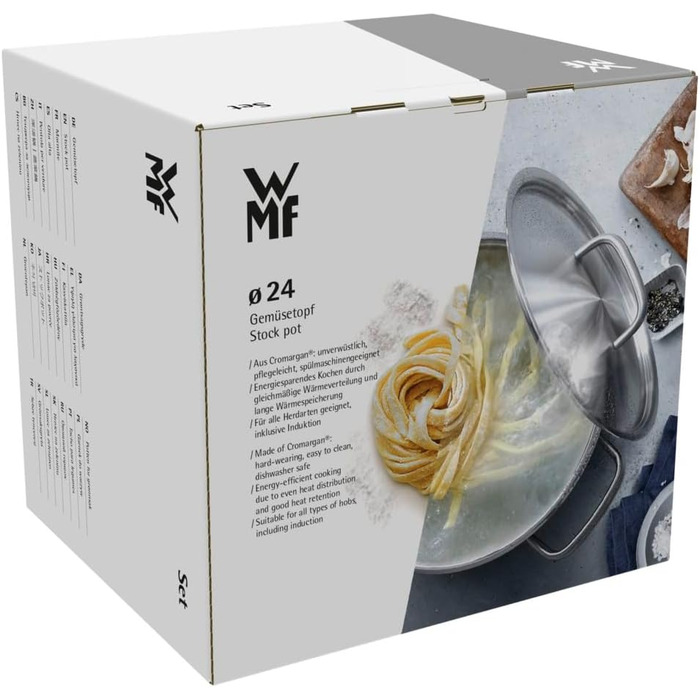 Каструля WMF Provence Plus для супу з овочами, 24 см, склокришка, 8.8 л, Cromargan нержавіюча сталь, велика каструля, підходить для духовки