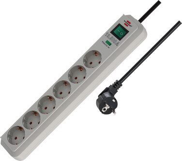 Бренненштуль Eco-Line Розподільний блок 6 розеток з захистом від перенапруги (сірий)
