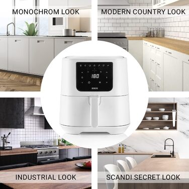 Фритюрниця-конвекційна піч Heißluftfritteuse Midnight Edition 5.5 л, білий колір, 1800 Вт, 7 програм, цифровий дисплей