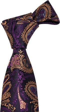 Набір краваток Barry.Wang для чоловіків: візерунок пає, тканина - шовк, з чохлом, краваткові затискачі, формальний стиль (темно-фіолетовий, золотий)