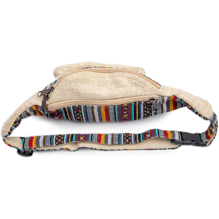 Чоловіча та жіноча поясна сумка Freakmandu з льону – фанні-пак, сумка через плече в бохо стилі, ручної роботи, для піших прогулянок, бігу, чоловіків та жінок, універсальний розмір