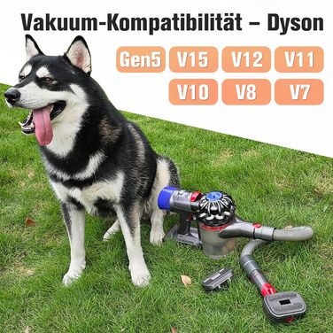 Насадка для пилососа Dyson 2-в-1 для видалення шерсті, лупи та підшерстка, сумісна з моделями V7, V8, V11, V12, Gen5 V15