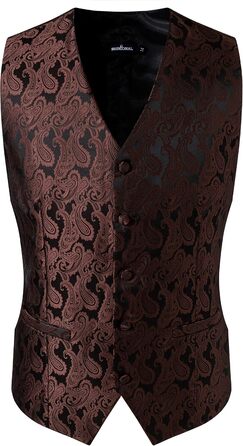 Чоловічий комплект з краваткою та кишеньковим хустинкою, візерунок пейслі, 4-елементний XL, коричневий