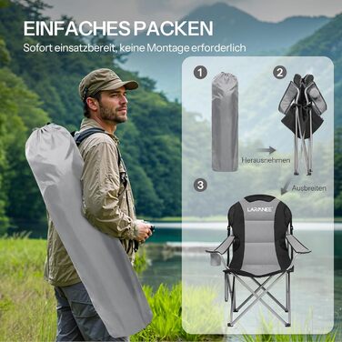 Складний кемпінговий стілець для пікніка, саду, балкону та пляжу EBK01LC02 (Сірий + Чорний)