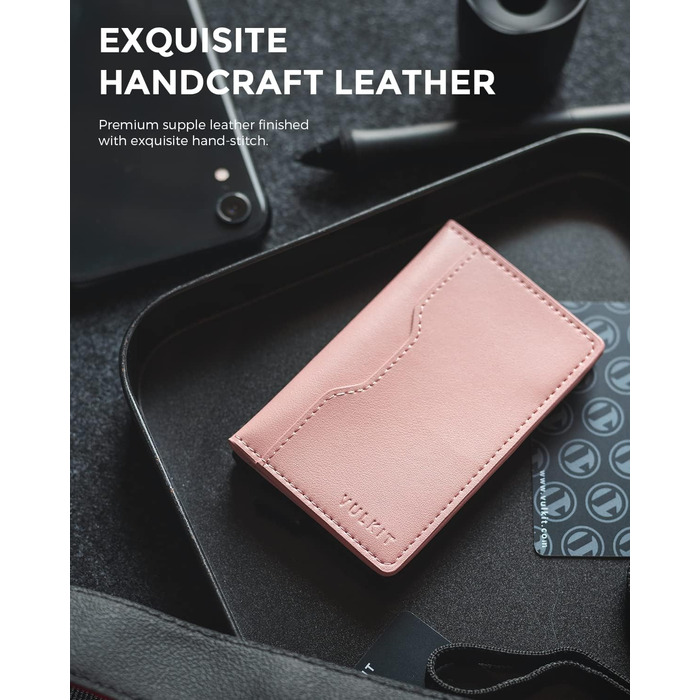 Чоловічий картхолдер VULKIT з відділеннями для карток, рожевий: шкіряний, металевий, з поп-ап механізмом