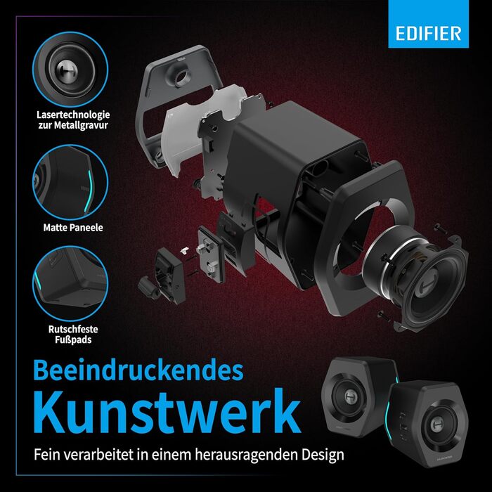 Edifier G2000 - Ігрова Bluetooth колонка з RGB підсвічуванням та 3 режимами звучання (Чорний)