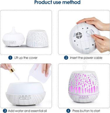 Дифузор Simpeak Aroma 400мл, ультразвуковий дифузор для ефірних олій, ароматерапія, зволожувач повітря з пультом, дерев'яний, колір: світло-коричневий