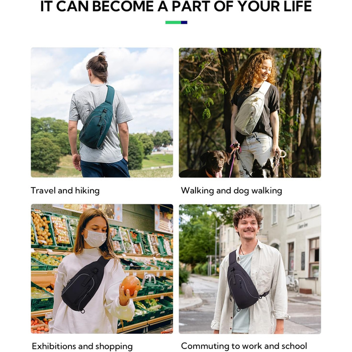 Чоловіча/Жіноча сумка через плече Waterfly - Messenger Bag Crossbody для спорту, подорожей, велоїзди та туризму (Чорна)