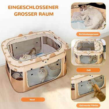 ALLSOPETS Фартуш для цуценят/малечі, переносна огорожа для собак та котів, переносна вольєр для цуценят, вольєр для собак, переносна собача будка для дому, вулиці, подорожей та кемпінгу (Коричневий ведмідь, M)