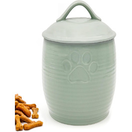 Контейнер для собачих ласощів великого об'єму, герметичний, керамічний, зелений