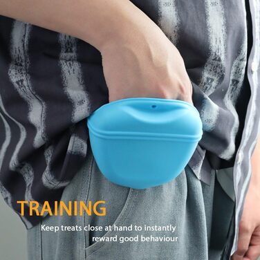 Силіконові мішечки для корму для собак, магнітні мішечки для корму для домашніх тварин для прогулянок та тренувань на відкритому повітрі (1 шт., ) (Чорний та небесно-блакитний)