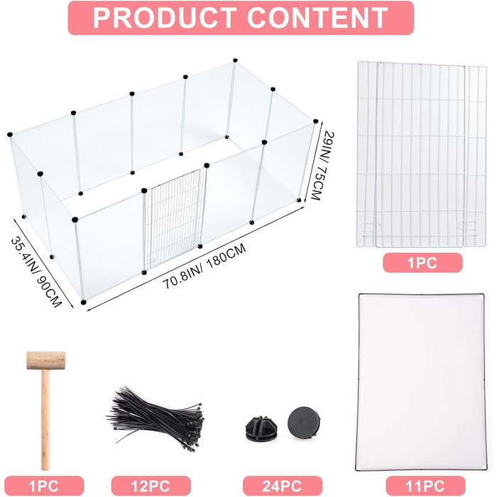 Клітка-загон для дрібних тварин Brian & Dany, 12 панелей, 180x90x75 см