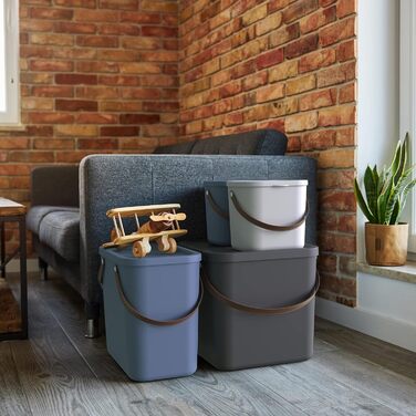 Rotho Albula Storage Box 40l with Lid, Plastic (Recycled PP), Green, 40l (40.0 x 40.0 x 34.0 cm) (Anthracite)